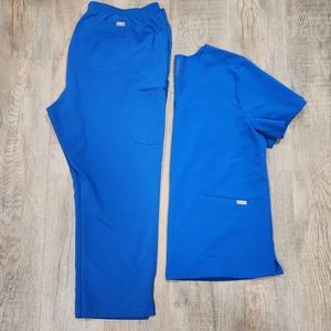 FIGS Scrub Set Womens 2XL Blue V Neck Top Drawstring Pants Technical Collection